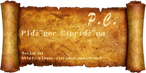 Pláger Cipriána névjegykártya